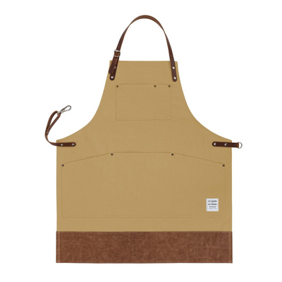 Brown Multi-purpose Apron with Leather Straps and Trim