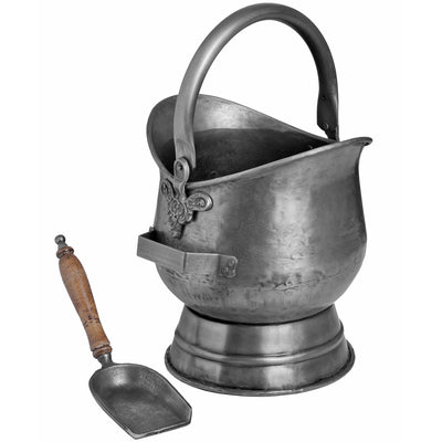 Antique Pewter Coal Bucket with Shovel Adeum