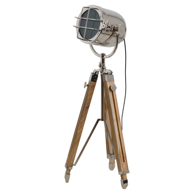 Nickel Industrial Spotlight Tripod Lamp Adeum