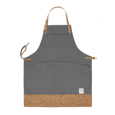 Grey Multi-purpose Apron with Cork Straps and Trim