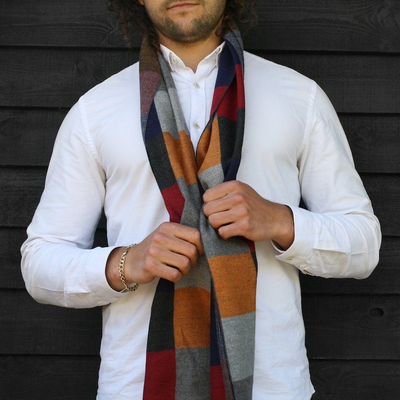 Multi Coloured Check Bamboo Scarf Adeum