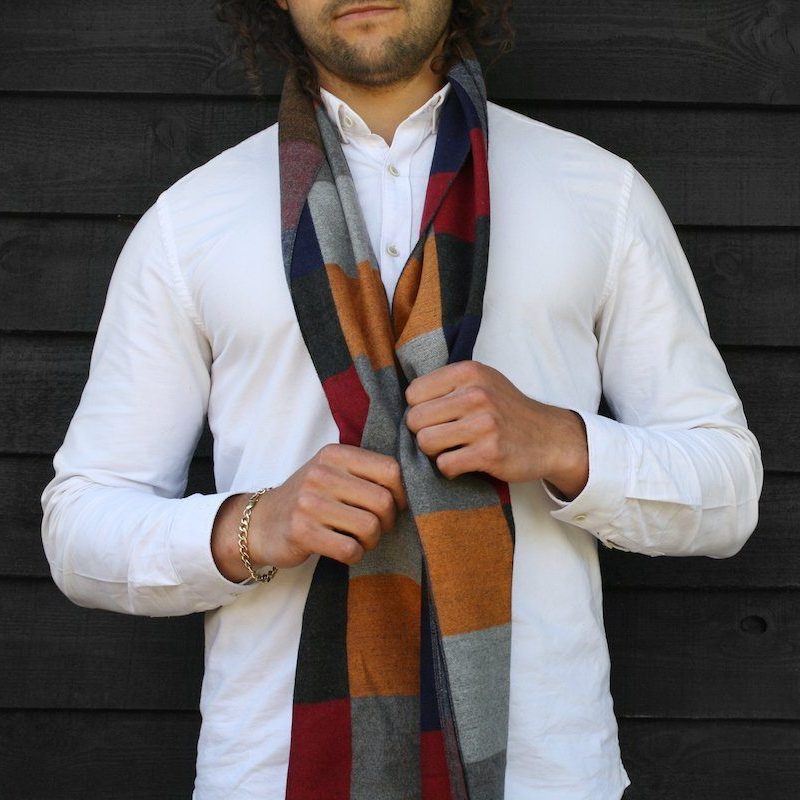 Multi Coloured Check Bamboo Scarf Adeum