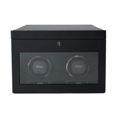 Black BRITISH RACING Double Watch Winder with Storage