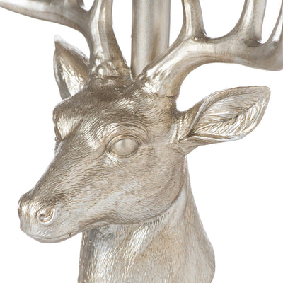 Stag Head Table Lamp With Linen Shade Adeum