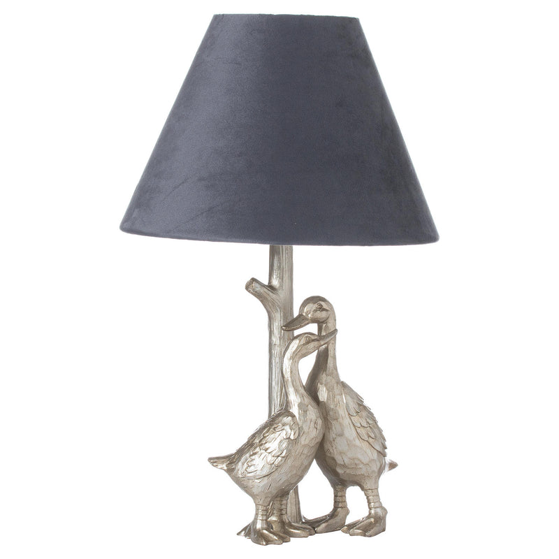 Pair Of Ducks Table Lamps With Velvet Shade Adeum