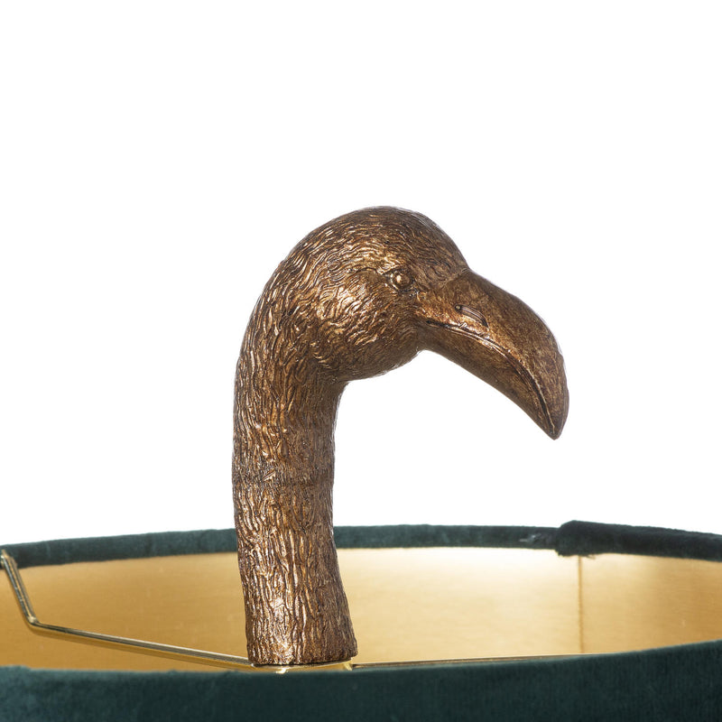 Florence The Flamingo Gold Lamp With Emerald Velvet Shade Adeum