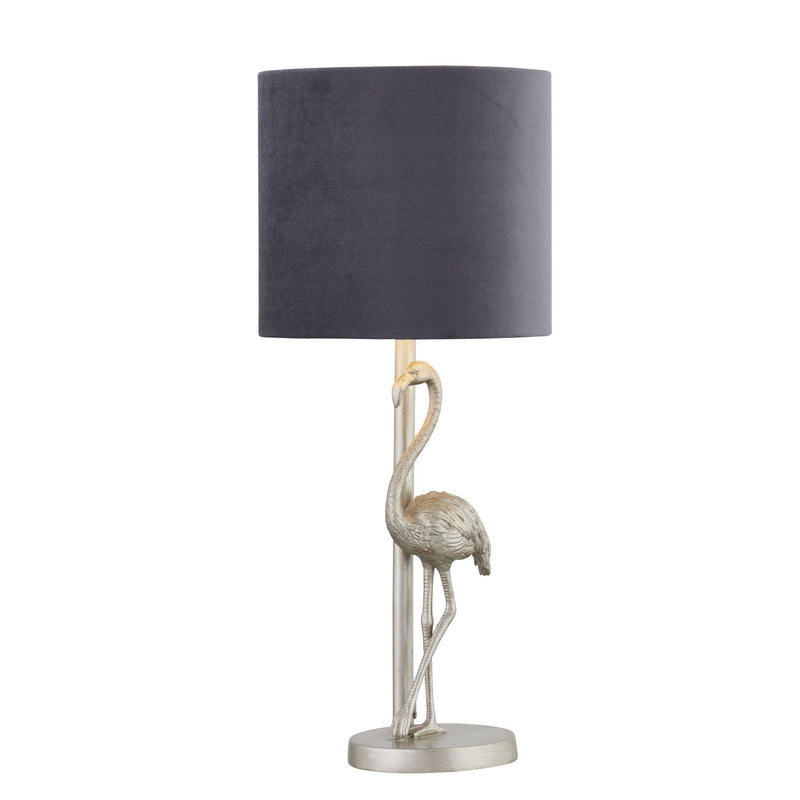 Flamingo Silver Lamp With Grey Shade Adeum