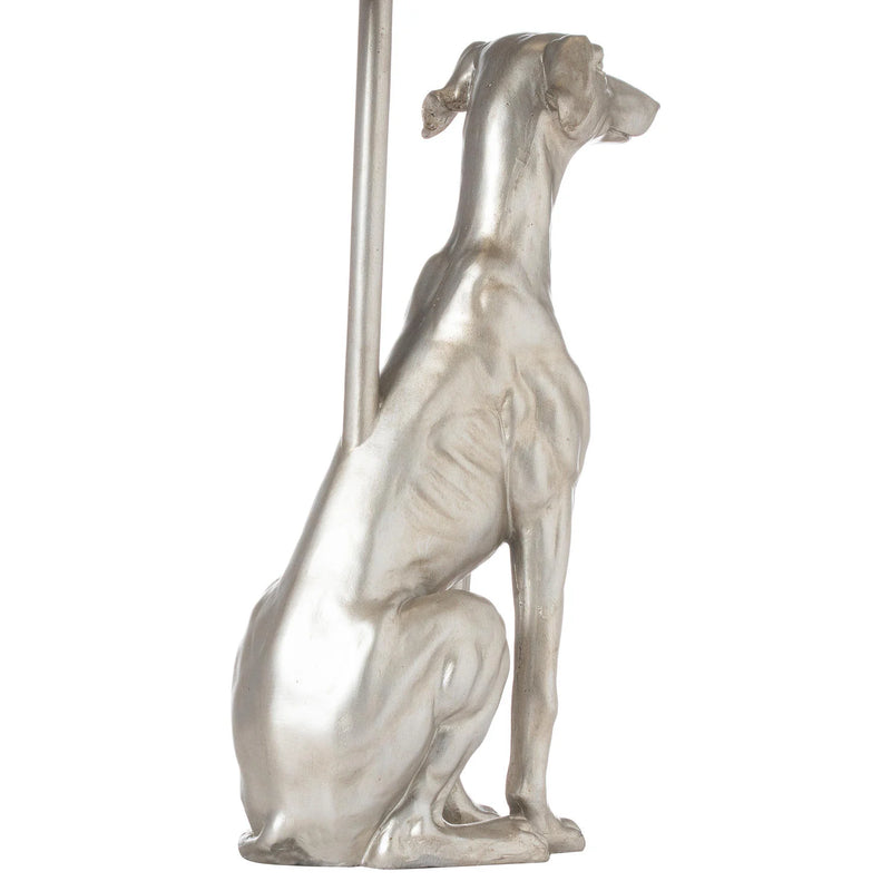 William The Whippet Silver Table Lamp With Grey Velvet Shade Adeum