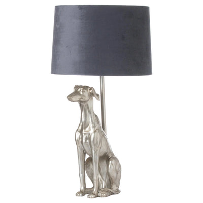 William The Whippet Silver Table Lamp With Grey Velvet Shade Adeum