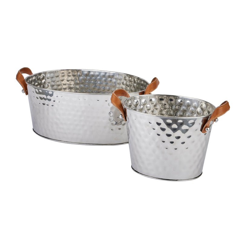 Large Leather Handled Champagne Bucket Adeum