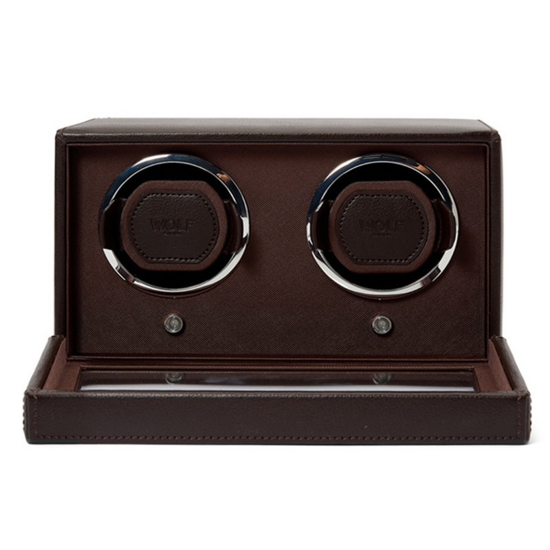 Brown CUB Double Watch Winder with Cover