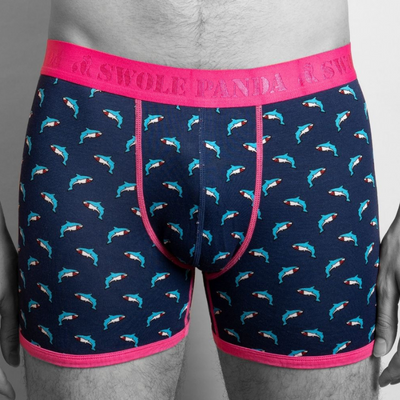 Bamboo Boxers 2 Pack - Pink / Navy & Sharks Adeum