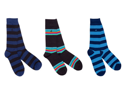 Blue Stripe Sock Box - 3 Pairs of Bamboo Socks Adeum