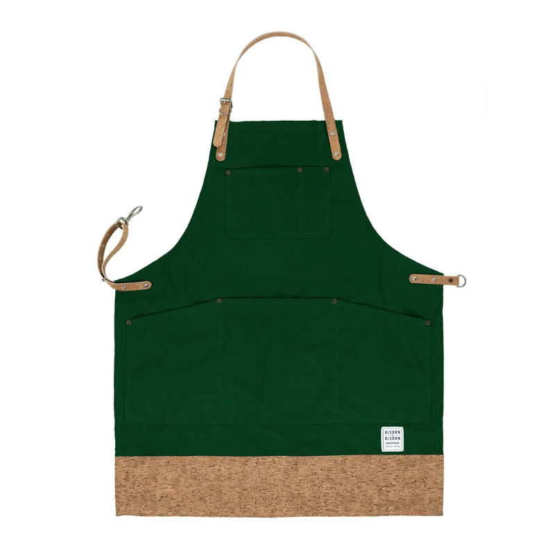 Green Multi-purpose Apron with Cork Straps and Trim