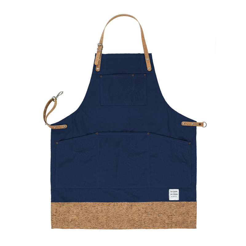 Navy Multi-purpose Apron with Cork Straps and Trim