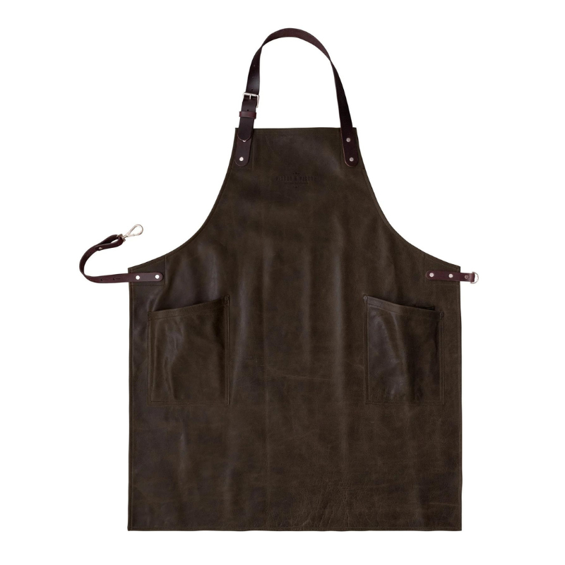 Neck Strap and Two Pocket Chocolate Handcrafted Leather Apron