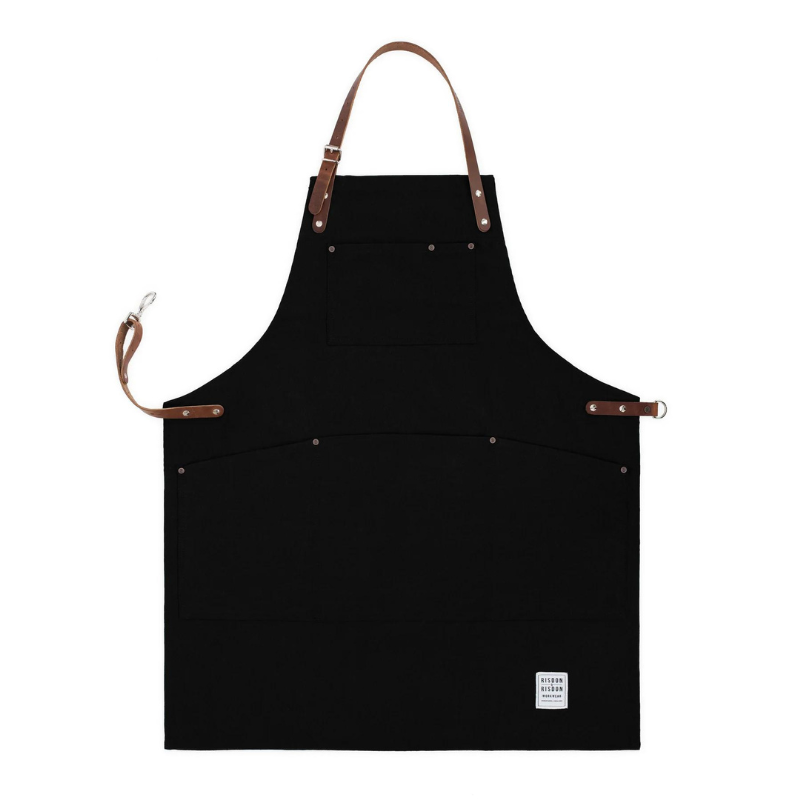 Black Multi-purpose Apron with Leather Straps