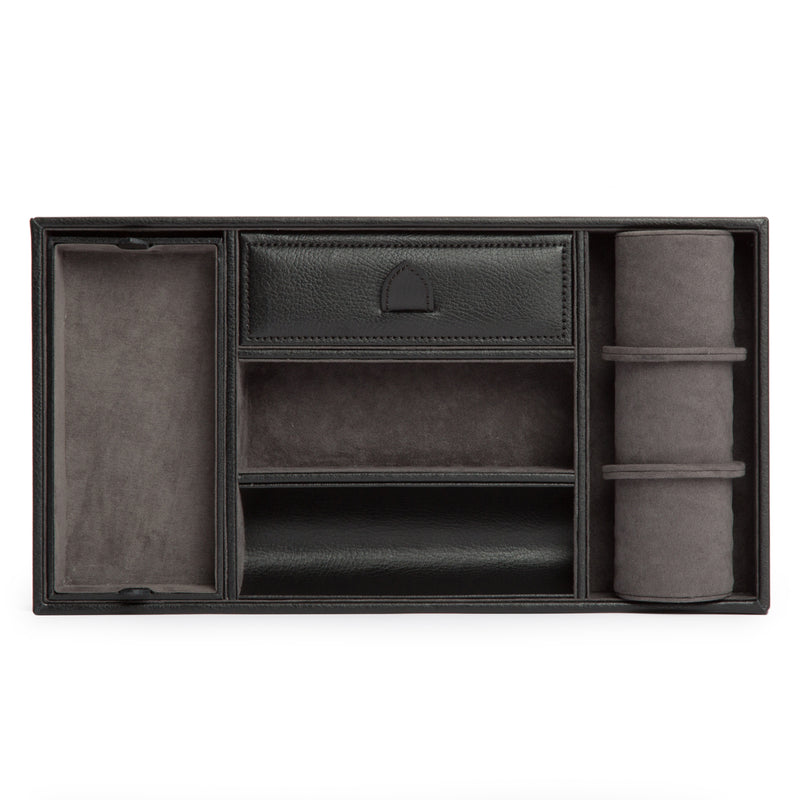 Grey Leather Valet Tray with Cuff