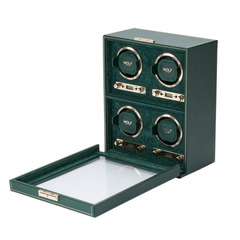 Green BRITISH RACING 4PC Watch Winder