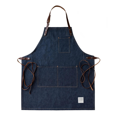 Blue Denim and Leather Apron