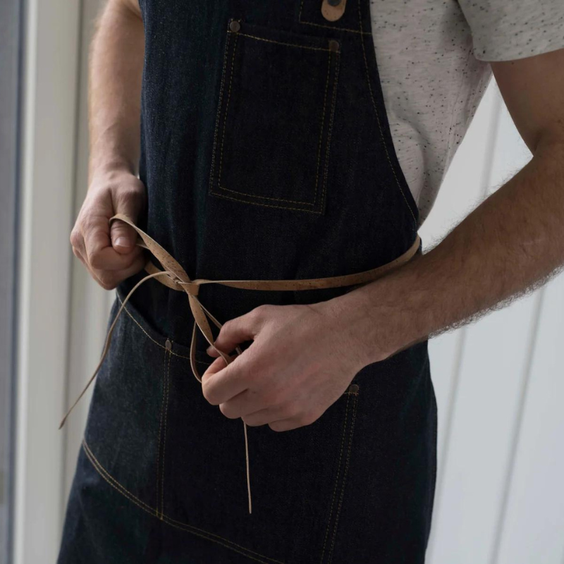 Black Denim and Cork Apron