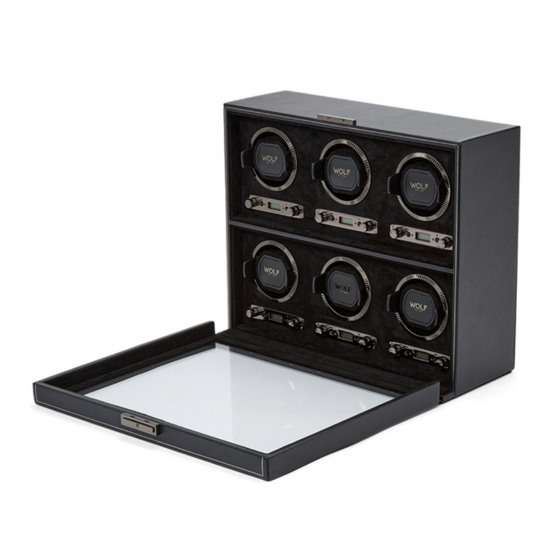 Black BRITISH RACING 6PC Watch Winder