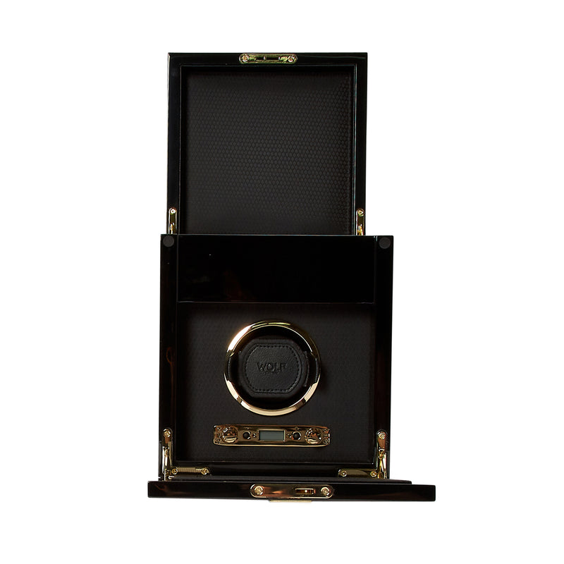 Burlwood SAVOY Single Watch Winder with Storage Rich text editor