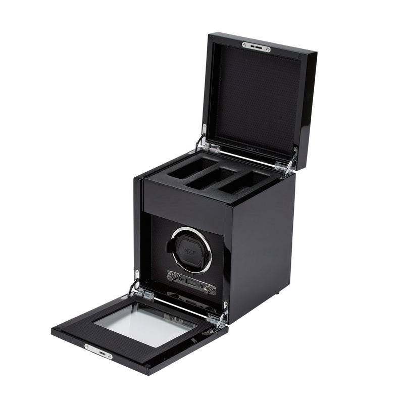 Black SAVOY Single Watch Winder with Storage Rich text editor