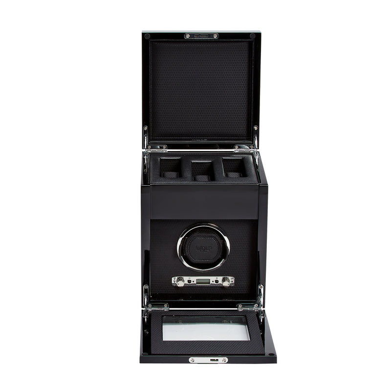 Black SAVOY Single Watch Winder with Storage Rich text editor