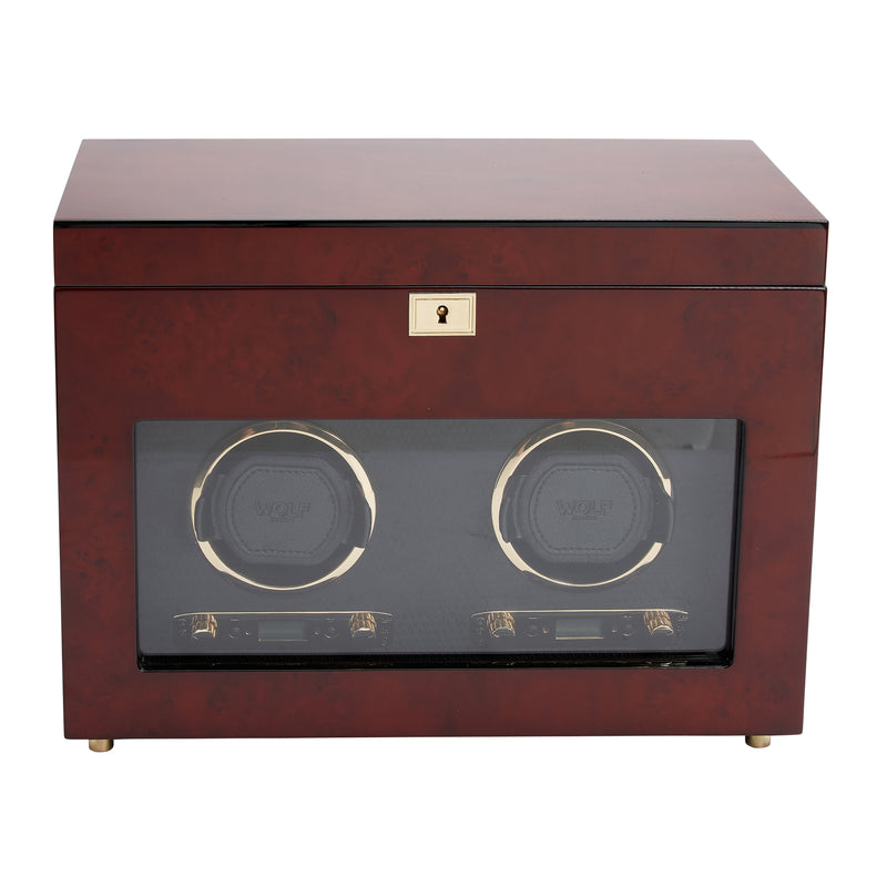 Burlwood SAVOY Double Watch Winder with Storage