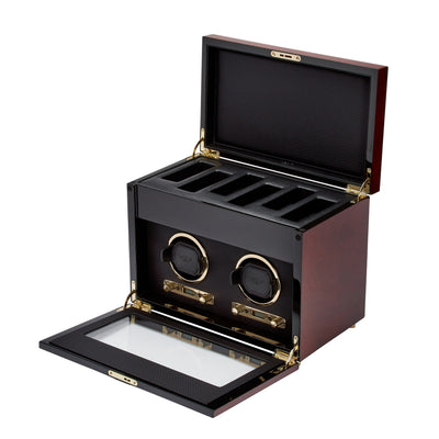 Burlwood SAVOY Double Watch Winder with Storage