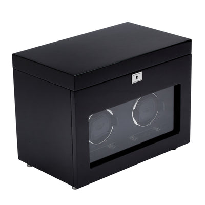 Black SAVOY Double Watch Winder with Storage