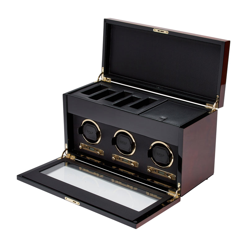 Burlwood SAVOY Triple Watch Winder with Storage