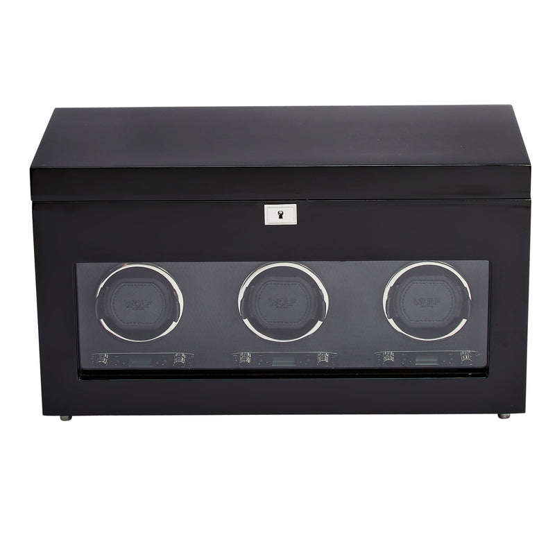 Black SAVOY Triple Watch Winder with Storage