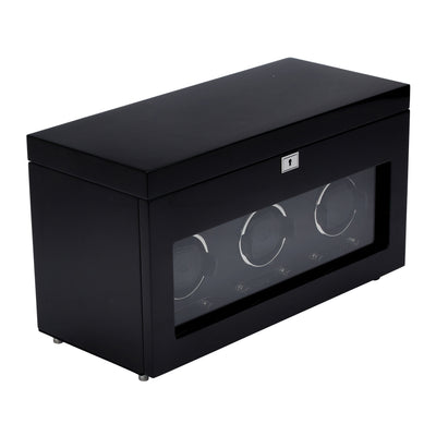 Black SAVOY Triple Watch Winder with Storage