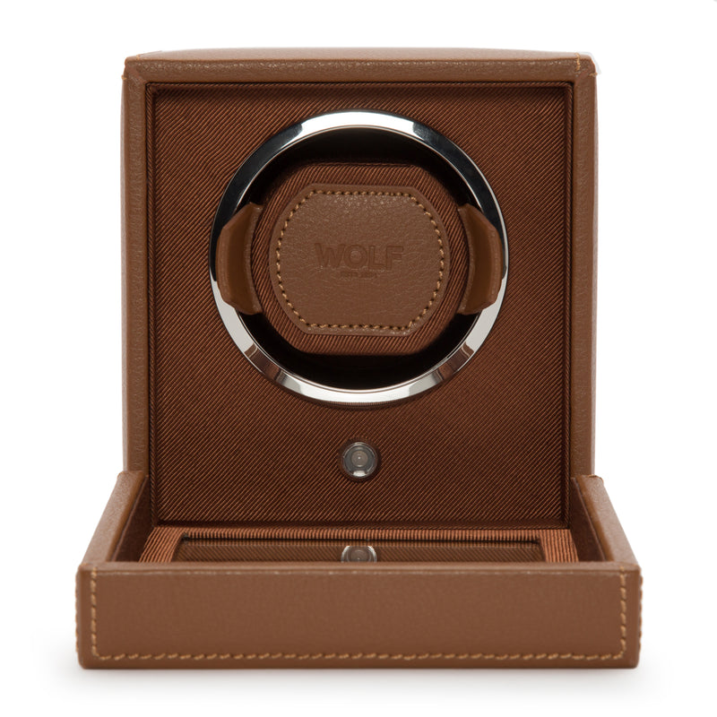 Cognac CUB Single Watch Winder with Cover