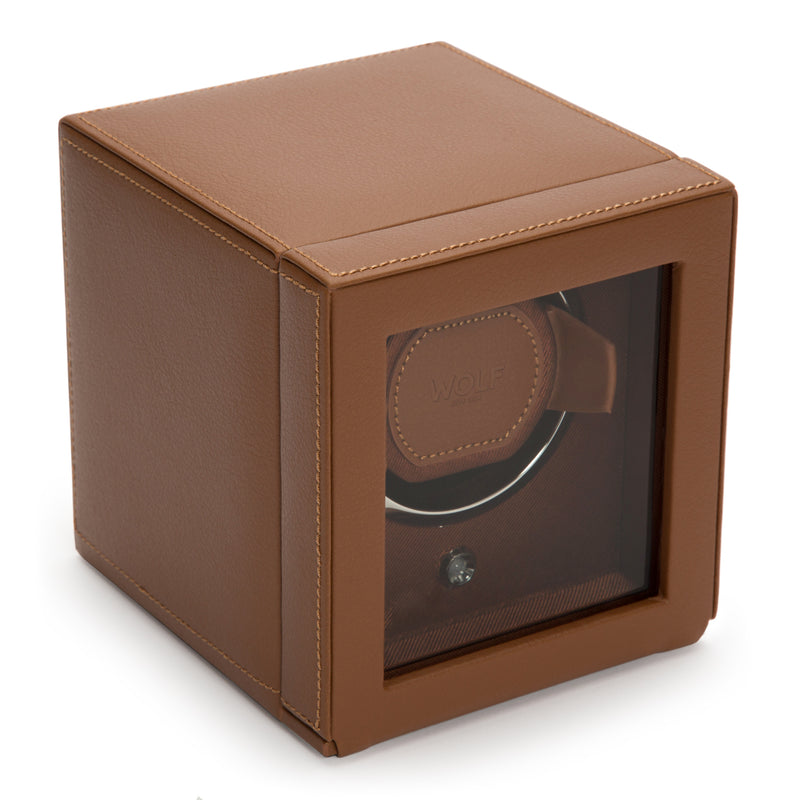 Cognac CUB Single Watch Winder with Cover