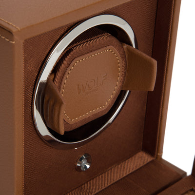 Cognac CUB Single Watch Winder with Cover