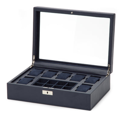 Navy HOWARD 7PC Watch Box with Storage