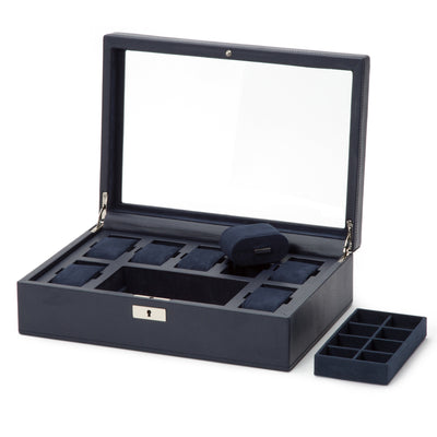 Navy HOWARD 7PC Watch Box with Storage