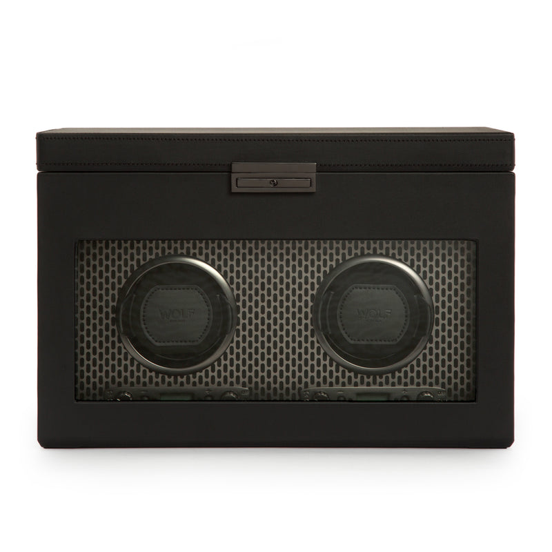 Double Watch Winder with Storage Black