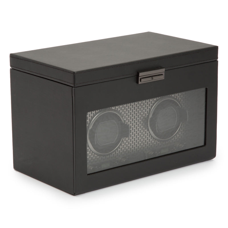 Double Watch Winder with Storage Black