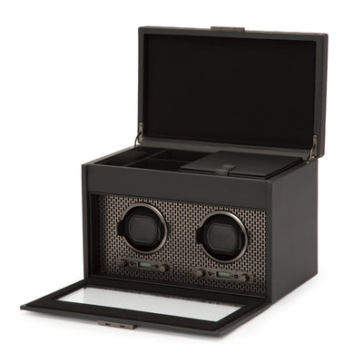 Double Watch Winder with Storage Black