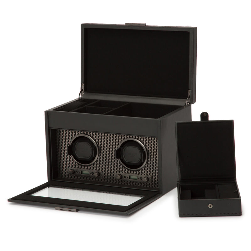 Double Watch Winder with Storage Black