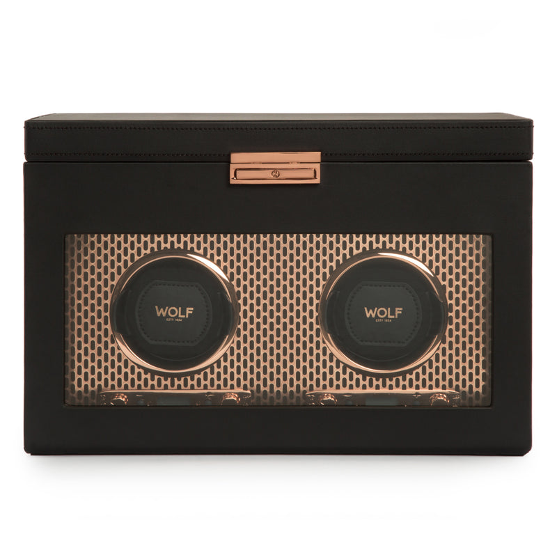 Double Watch Winder with Storage Copper