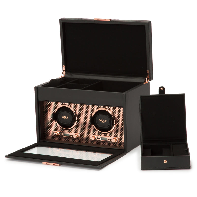 Double Watch Winder with Storage Copper