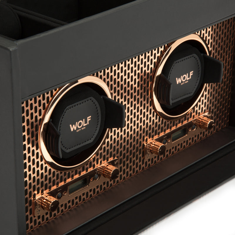 Double Watch Winder with Storage Copper