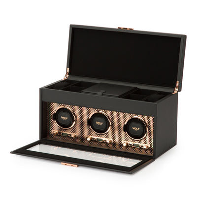 Copper AXIS Triple Watch Winder with Storage