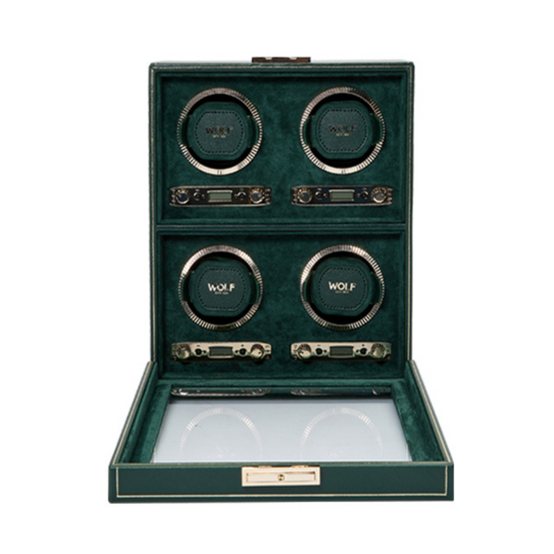 Green BRITISH RACING 4PC Watch Winder