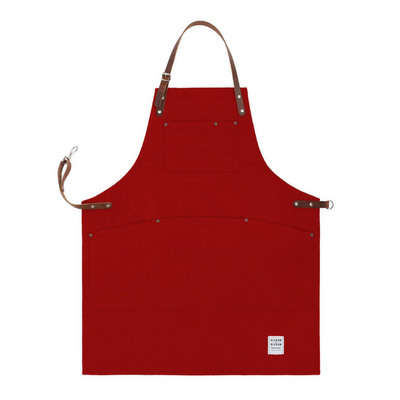 Red Multi-purpose Apron with Leather Straps